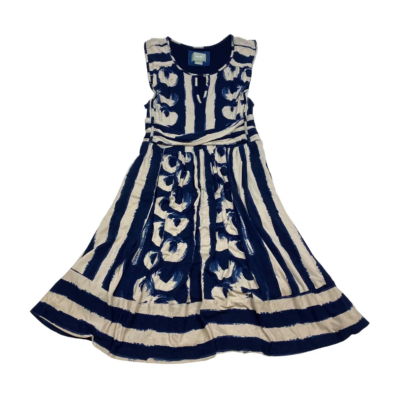 Super Deal Blue & Cream Dress Casual Short Maeve, Size S