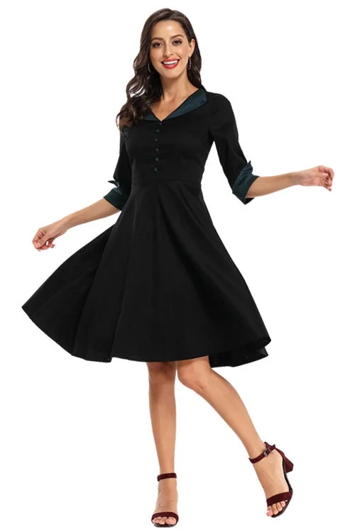 New Arrival Elegant Black Half Sleeves Short Party Dress
