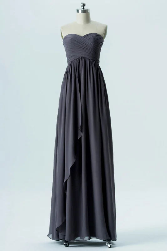 Price Rollback Sweet Grey Chiffon Long Bridesmaid Dress