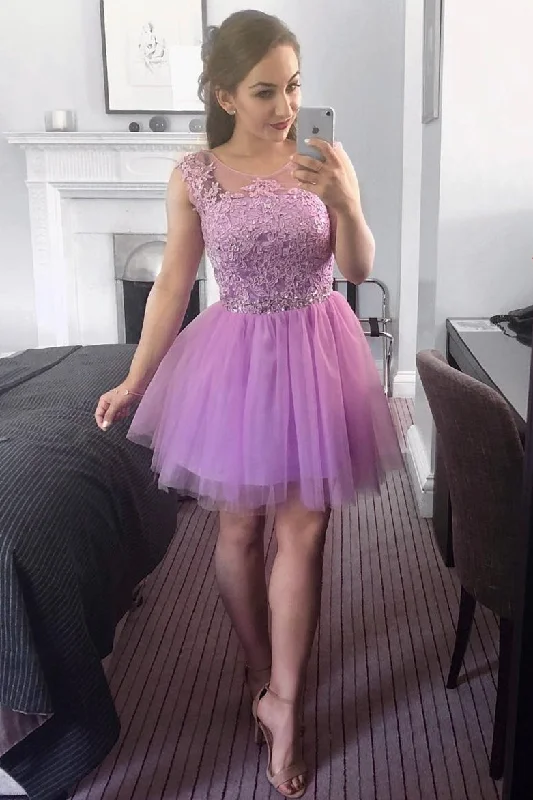 Mega Sale Short Lilac Homecoming Dress with Lace Top