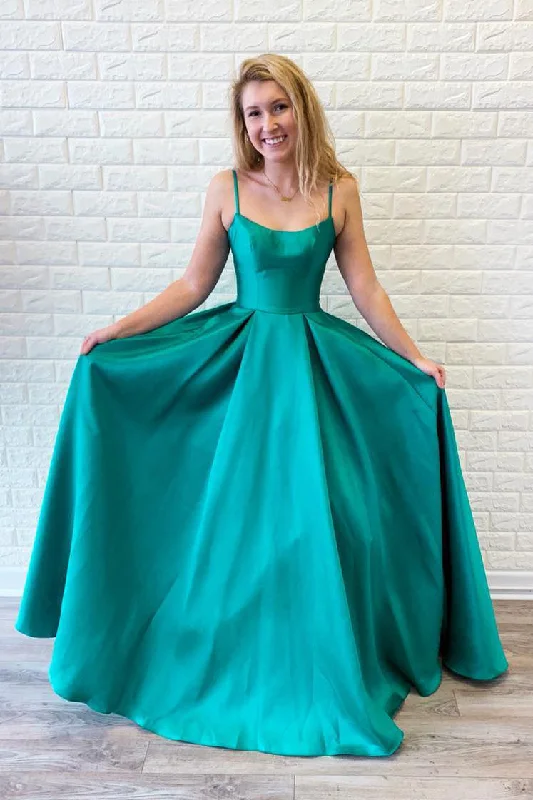 Now or Never Spaghetti Straps Long Turquoise Prom Dress