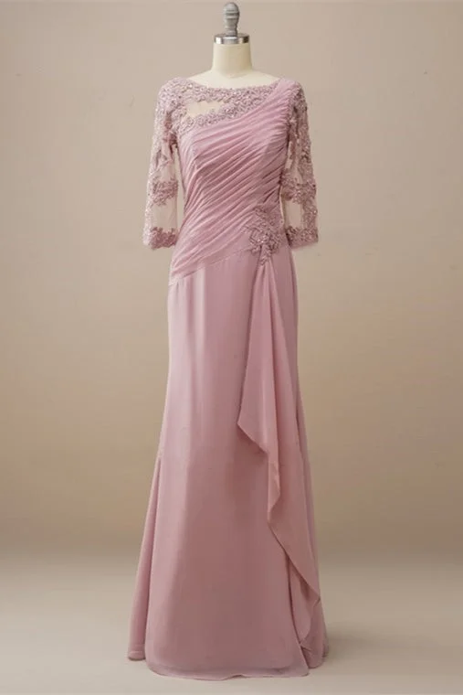 Grand Opening Sale Long Sleeves Dusty Rose Mother of the Bride Dress with Appliques