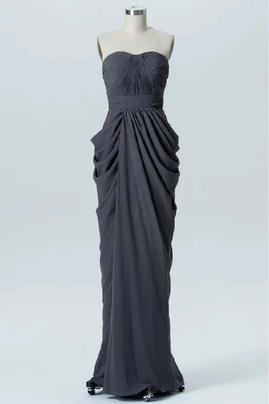 Doorbuster Deal Sweetheart Grey Ruched Sheath Bridesmaid Dress