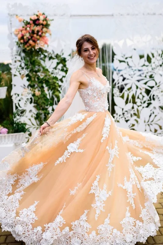 The Best Prices Princess Appliques Long Peach Prom Dress