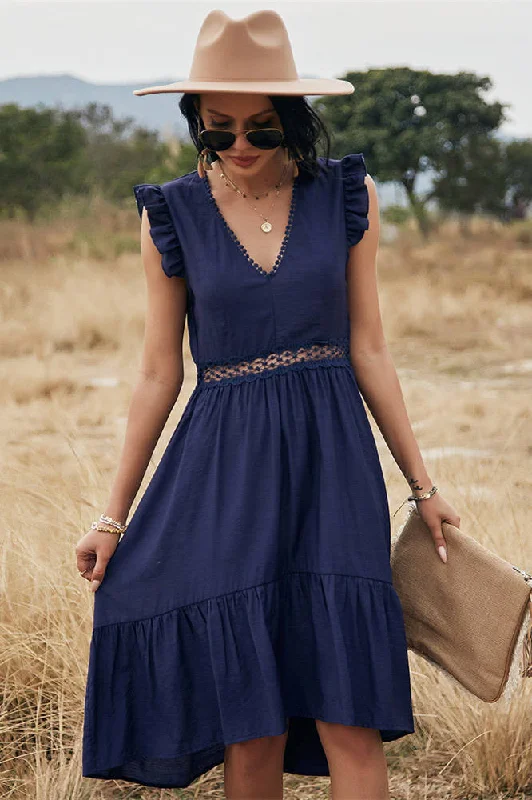 Price Cut Boho Navy V-Neck Long Sundress