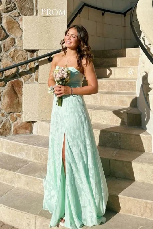 Massive Deals Strapless Mint Green Lace A-line Formal Dress