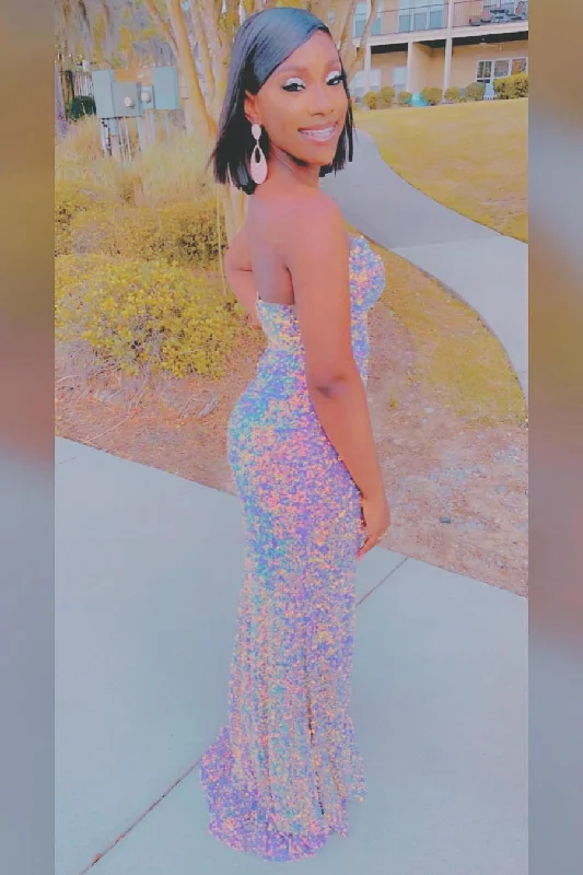 Huge Discounts Elegant Sweetheart Sequined Long Prom Dress with Slit