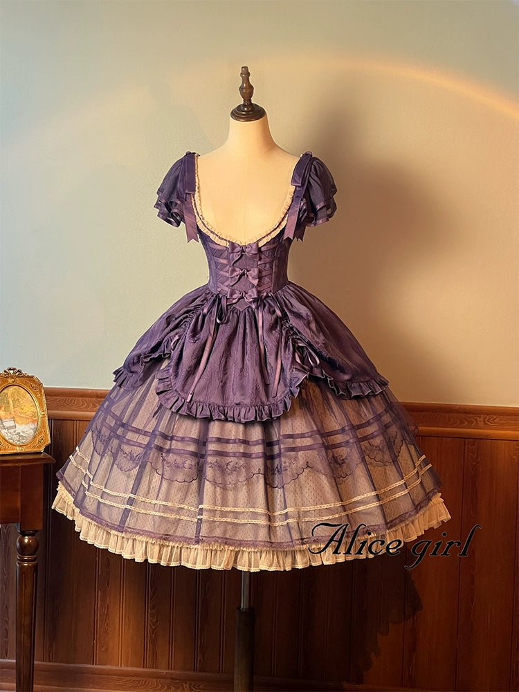 Anniversary Sale Alice girl~Yesterday Morning Mist~Classic Lolita JSK Elegant Low-cut Lolita Dress Anniversary Sale Alice girl~Yesterday Morning Mist~Classic Lolita JSK Elegant Low-cut Lolita Dress
