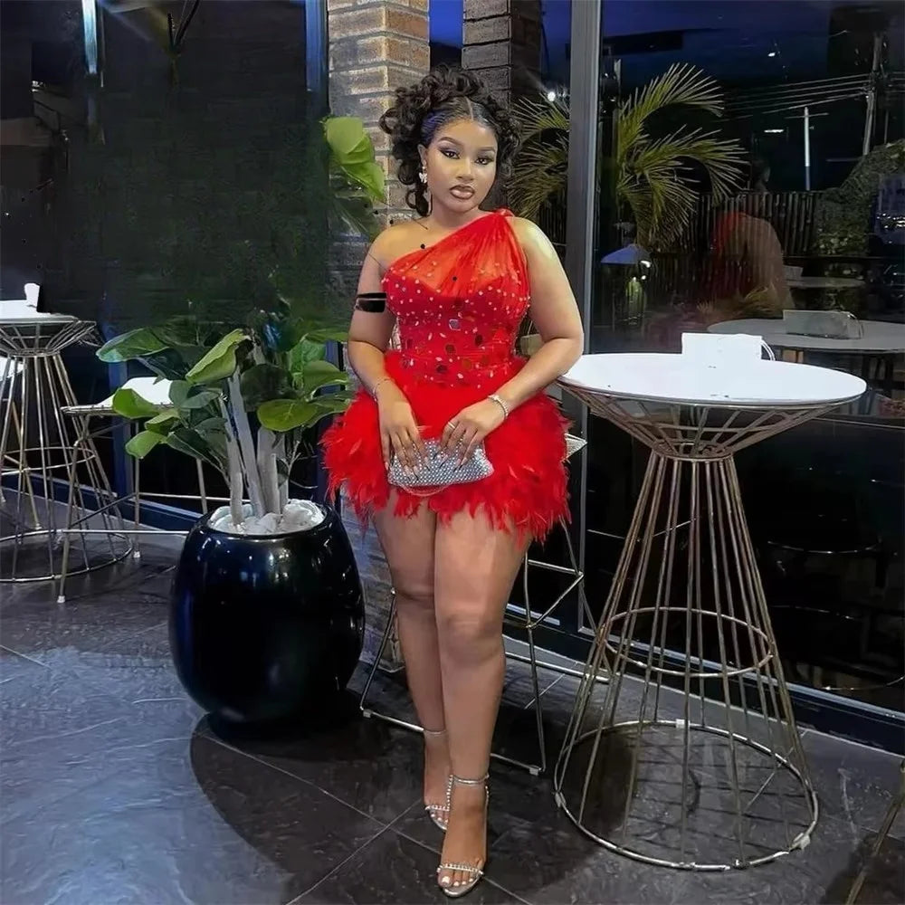 Bargain Bin Sexy Red Short Prom Dress For Black Girls Beads Feathers Cocktail Dresses Formal Homecoming Customized Bargain Bin Sexy Red Short Prom Dress For Black Girls Beads Feathers Cocktail Dresses Formal Homecoming Customized