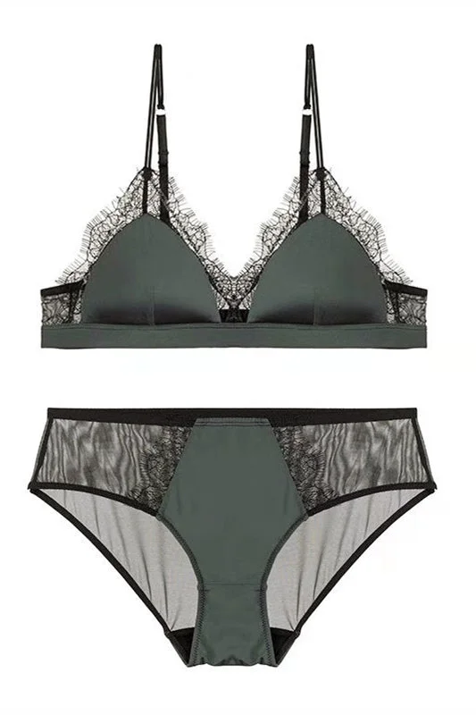 Sneak Peek Sale Sexy Triangle Green Lingerie Set