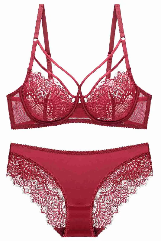 Super Sale Red Lace Lingerie Set