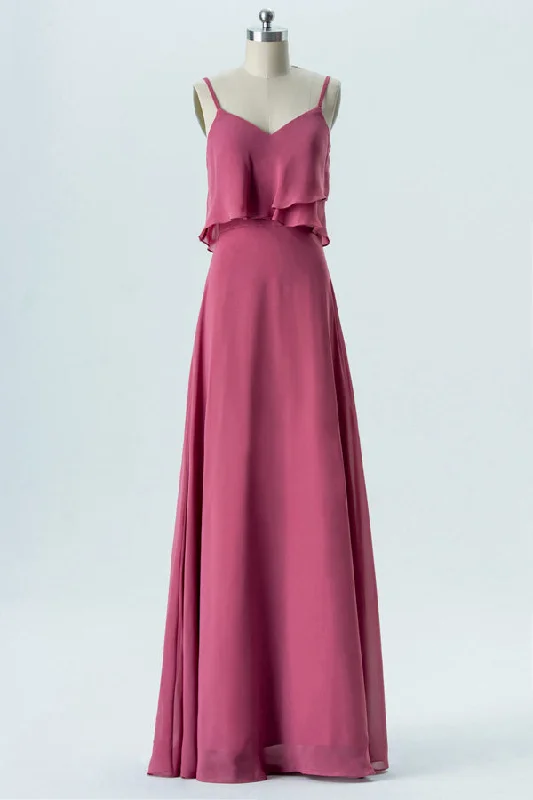 Early Access Straps Magenta A-Line Bridesmaid Dress