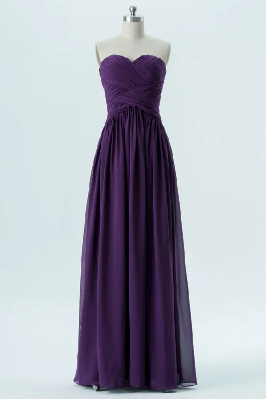 Super Savings Sweet Purple Pleated Chiffon Bridesmaid Dress