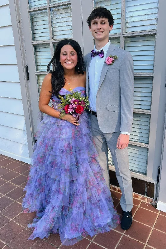Today's Special Sweetheart Floral Corset Tulle Ruffle A-line Prom Dress