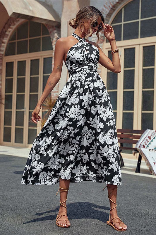 Loyalty Reward Halter Floral Prine Summer Dress