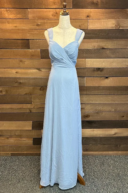 While Supplies Last Backless Light Blue Chiffon Long Bridesmaid Dress
