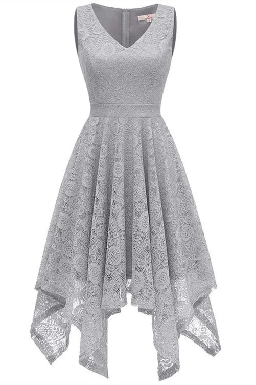 Customer Appreciation Sale Asymmetrical Silver Lace Mother of the Bride Dress
