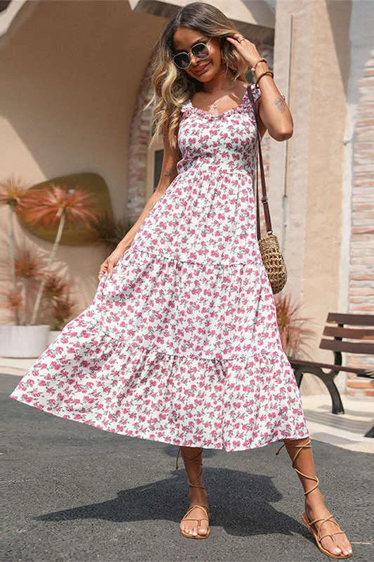 Deal Explosion Backless A-Line Floral Summer Dress