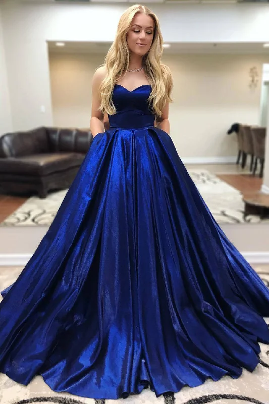 Great Deals Sweetheart Royal Blue Long Ball Gown with Pockets