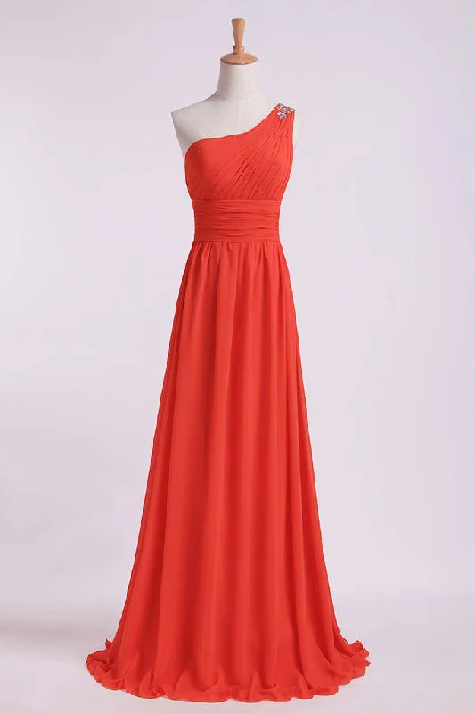 Price Drop A-Line One Shoulder Orange Long Bridesmaid Dress