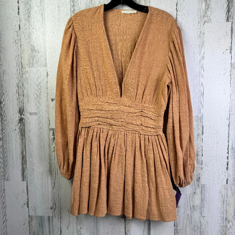 Online Exclusive Orange Dress Casual Short Mable, Size S