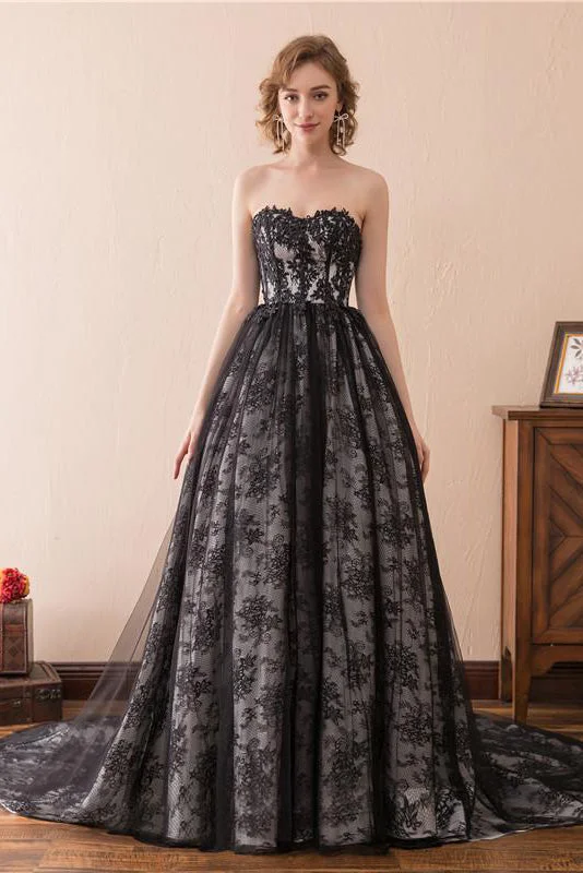 Final Clearance Sweetheart All Over Lace Long Prom Dress with Train