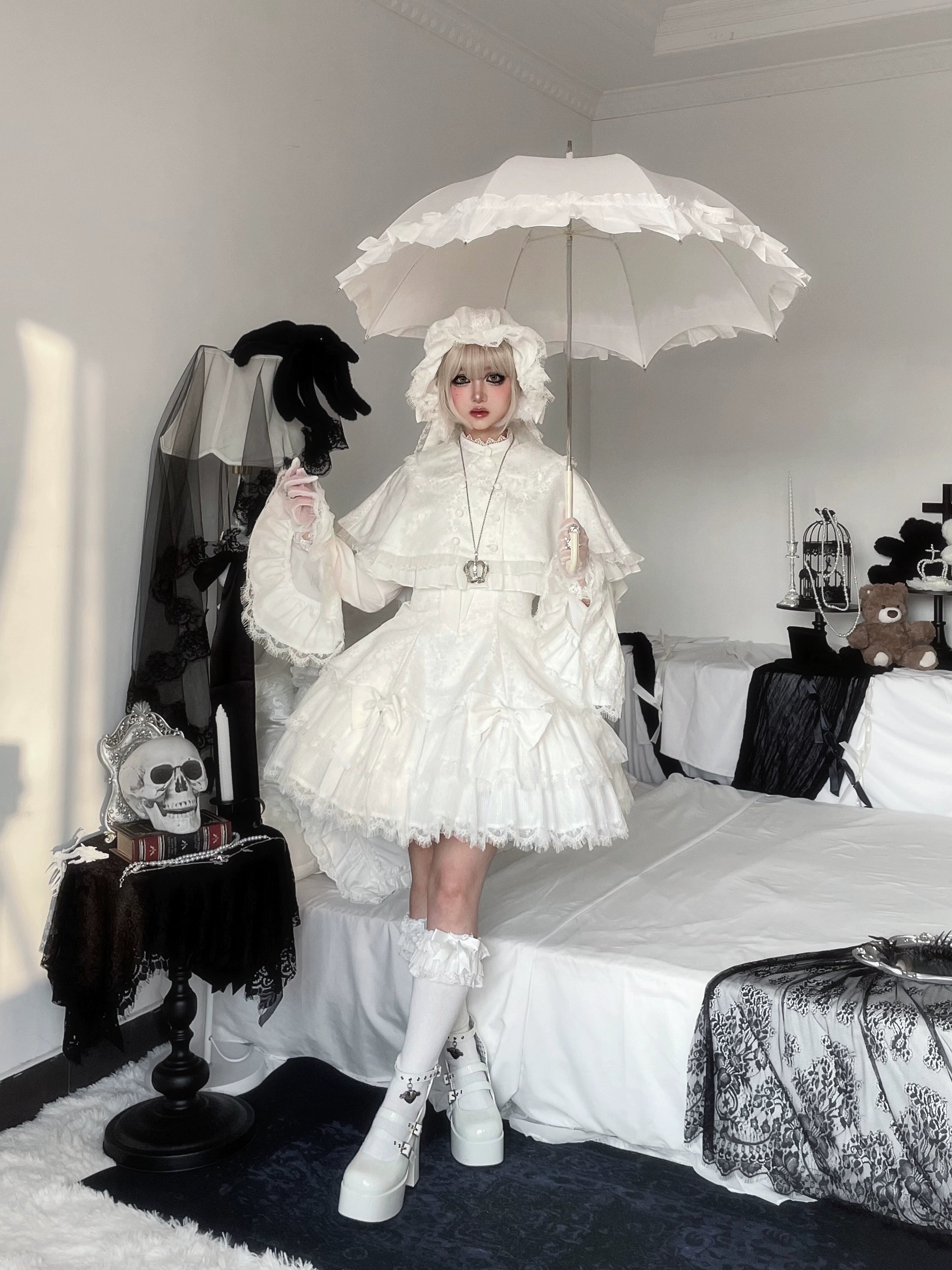 Online Exclusive Frozen in time~Bunny Fantasy~Gothic Lolita JSK Dress Princess Sleeve Shirt