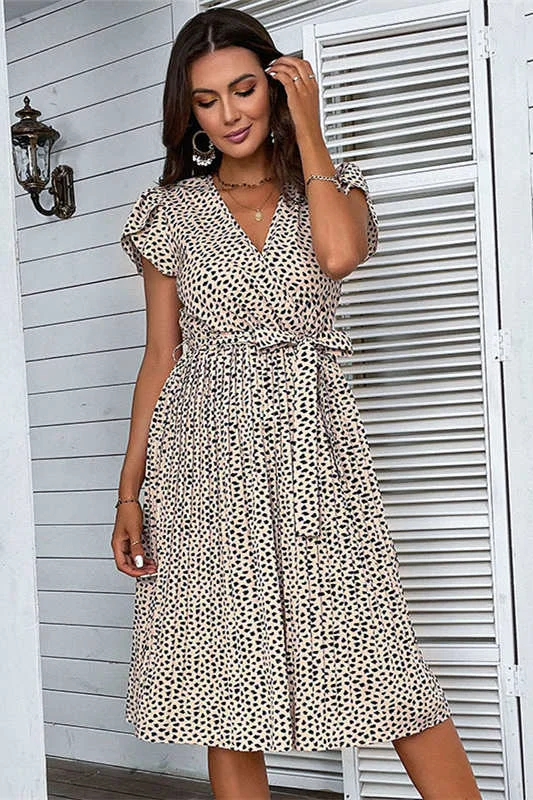 Best Seller V-Neck Leopard Print Summer Beach Dress