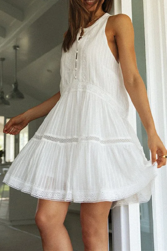 Discount Extravaganza Bohemian White Stripe Midi Summer Dress