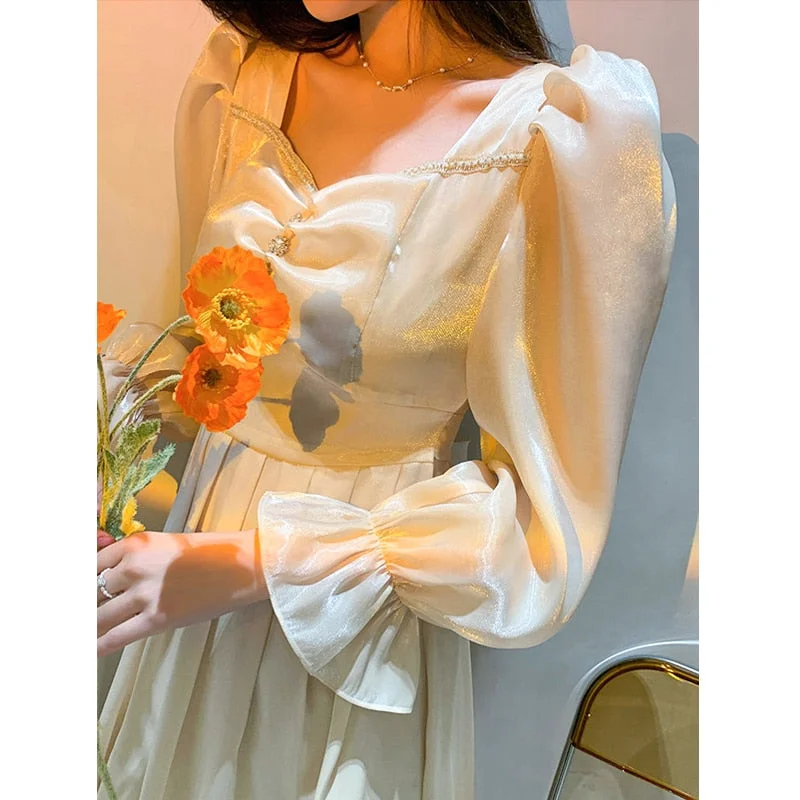 Best Deals Back to College Autumn Evening Party Midi Dress Women Long Sleeve Vintage Elegant Pure Color Dress Office Lady Chic One Piece Dress Korean Best Deals Back to College Autumn Evening Party Midi Dress Women Long Sleeve Vintage Elegant Pure Color Dress Office Lady Chic One Piece Dress Korean