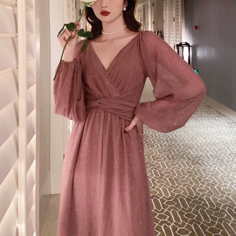 Closeout Back to College Autumn French Elegant Party Dress Women Long Sleeve Casual Fairy Midi Dress Evening Vintage One Piece Dress Korean Fashion Closeout Back to College Autumn French Elegant Party Dress Women Long Sleeve Casual Fairy Midi Dress Evening Vintage One Piece Dress Korean Fashion