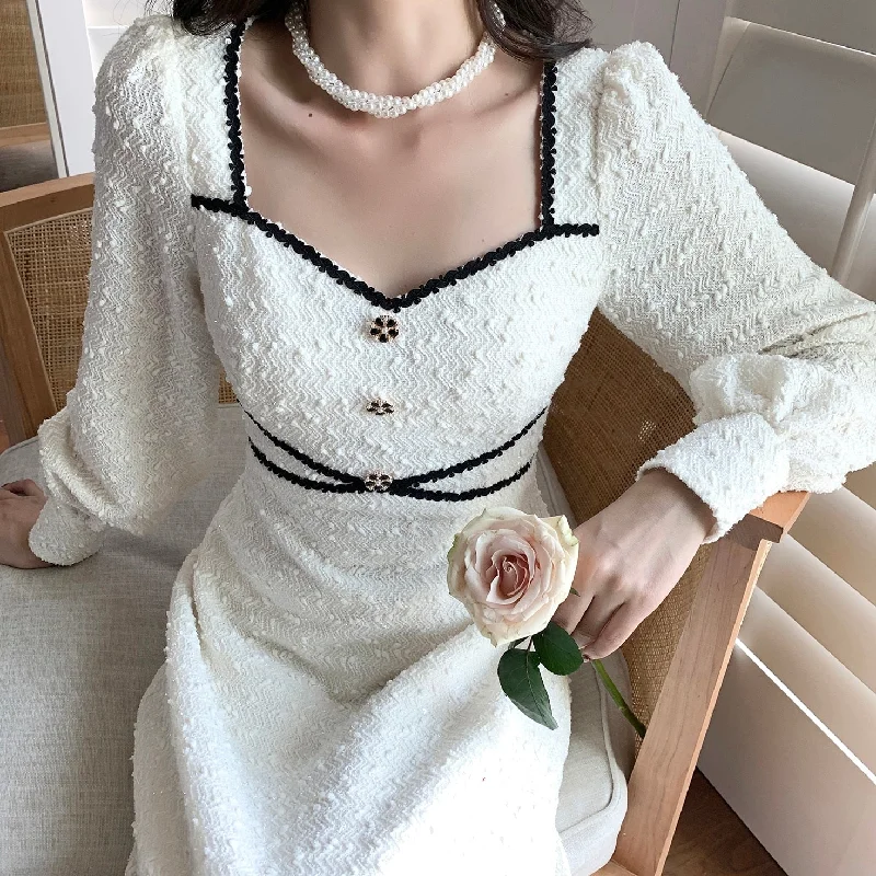 Price Drop Back to College Elegant Vintage White Dress Women Winter Fairy Midi Party Dress Evening Office Lady Design Outwear One Piece Dress Korean Price Drop Back to College Elegant Vintage White Dress Women Winter Fairy Midi Party Dress Evening Office Lady Design Outwear One Piece Dress Korean