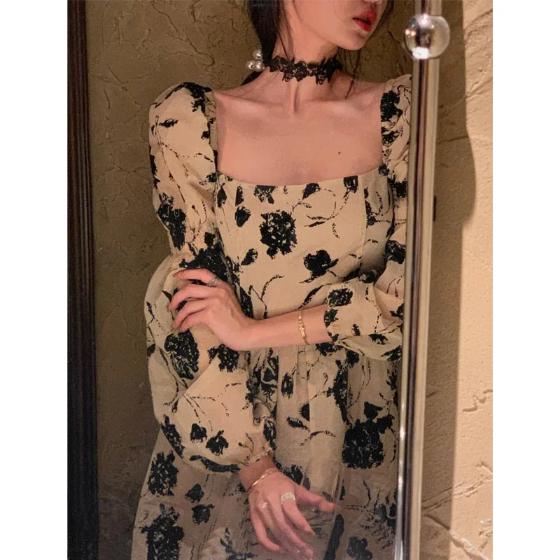 Don't Miss Back to College French Vintage Floral Dress Women Korean Fashion Y2k Midi Dress Party Autumn Long Sleeve Elegant Retro Dress Female Design Don't Miss Back to College French Vintage Floral Dress Women Korean Fashion Y2k Midi Dress Party Autumn Long Sleeve Elegant Retro Dress Female Design