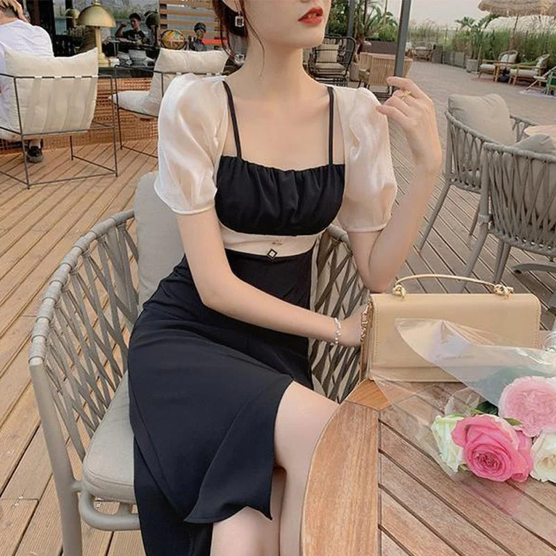 Extra Discounts Back to College French Vintage Midi Dress Women Casual Short Sleeve Design Elegant Sexy Dress Office Lady One Piece Dress Korean Summer Extra Discounts Back to College French Vintage Midi Dress Women Casual Short Sleeve Design Elegant Sexy Dress Office Lady One Piece Dress Korean Summer