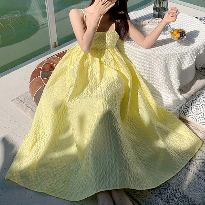 Bargain Prices Back to College Yellow Beach Midi Dress Women Sleeveless Elegant Strap Dress Casual Females Office Lady One Piece Dress Korean Summer Chic Bargain Prices Back to College Yellow Beach Midi Dress Women Sleeveless Elegant Strap Dress Casual Females Office Lady One Piece Dress Korean Summer Chic