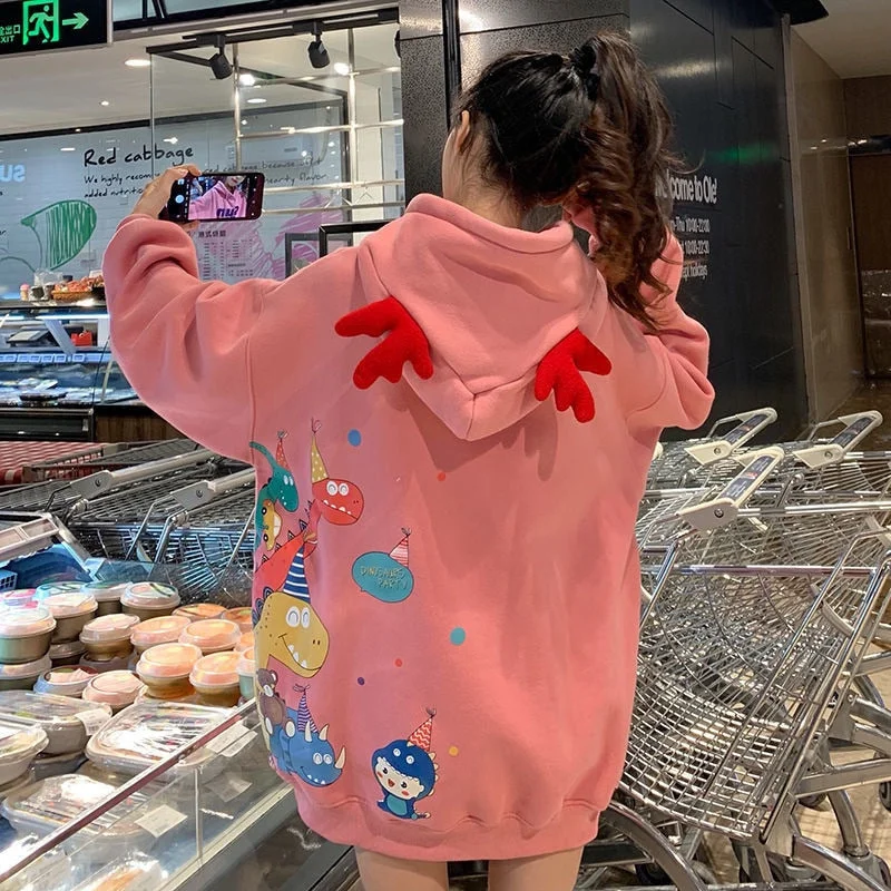 Can't Miss Christmas Gift Cute Cartoon Printed Hooded Sweatshirt Women's Autumn and Winter Velvet Padded Loose BF Lazy Hoodie Can't Miss Christmas Gift Cute Cartoon Printed Hooded Sweatshirt Women's Autumn and Winter Velvet Padded Loose BF Lazy Hoodie