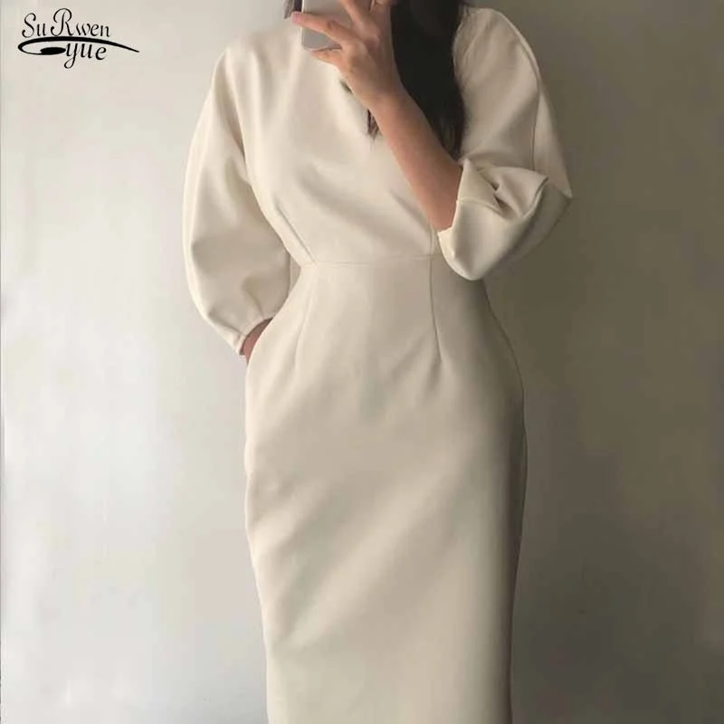 Don't Wait Elegant Slim O-neck Puff Sexy Solid Ladies Office Dress Fashion Sexy Solid Color Dress Women Slim Midi Dress Vestidos OL 12089 Don't Wait Elegant Slim O-neck Puff Sexy Solid Ladies Office Dress Fashion Sexy Solid Color Dress Women Slim Midi Dress Vestidos OL 12089