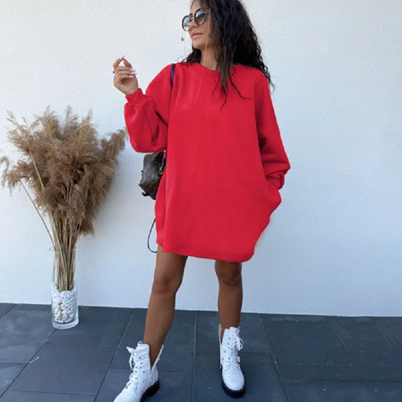 Value Deals Christmas Gift Fashion O-neck Long Sleeve Sweatshirt Dress Women Autumn Winter Loose Casual White Dresses For Woman Long Tops Robe Femme Value Deals Christmas Gift Fashion O-neck Long Sleeve Sweatshirt Dress Women Autumn Winter Loose Casual White Dresses For Woman Long Tops Robe Femme