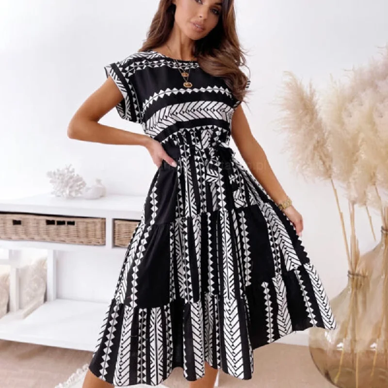 Deep Discounts Christmas Gift Fashion Short Sleeve Striped Big Hem Midi Woman Dress Summer Casual Red Office Vintage Ladies Long Dresses For Women Deep Discounts Christmas Gift Fashion Short Sleeve Striped Big Hem Midi Woman Dress Summer Casual Red Office Vintage Ladies Long Dresses For Women