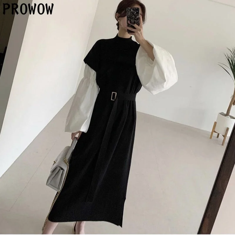 New Deals Christmas Gift French Retro Sweet Sweater Dress New Autumn Lantern Sleeve Korean Loose Office Knitted Dress Woman One Piece Midi Dresses New Deals Christmas Gift French Retro Sweet Sweater Dress New Autumn Lantern Sleeve Korean Loose Office Knitted Dress Woman One Piece Midi Dresses