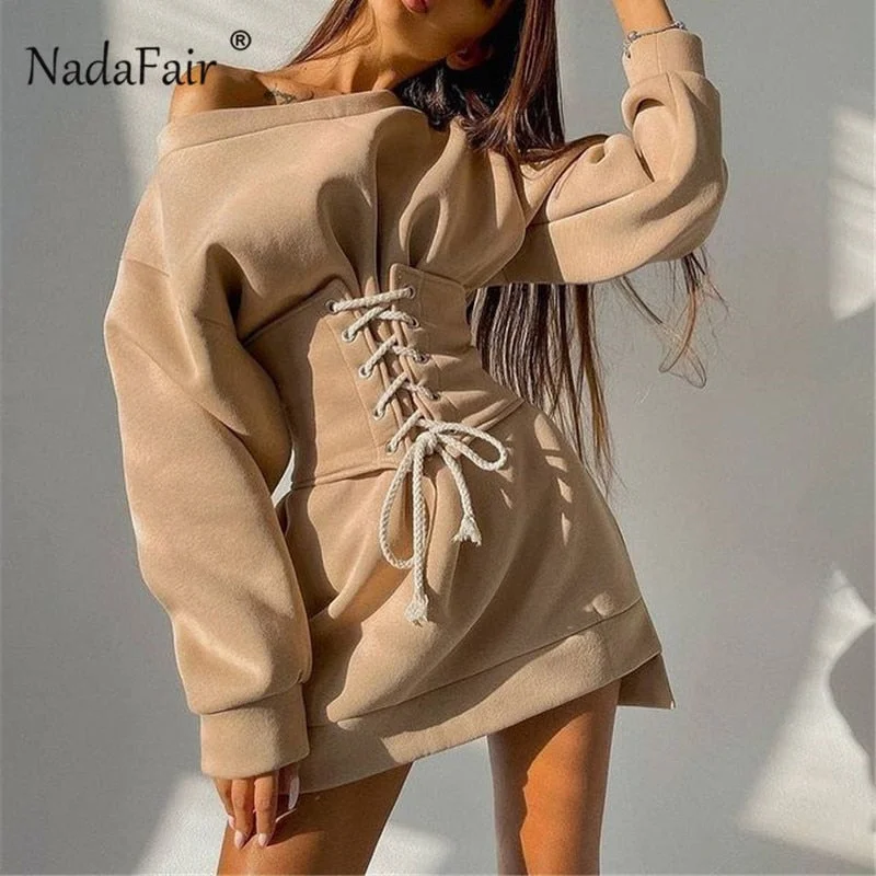 Buy Now Christmas Gift Nadafair Casual Mini Sweatshirt Dress with Corsets Women Autumn Clothes Overisized Long Sleeve Tunic Party Winter Dress Buy Now Christmas Gift Nadafair Casual Mini Sweatshirt Dress with Corsets Women Autumn Clothes Overisized Long Sleeve Tunic Party Winter Dress