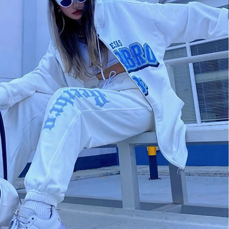 Big Savings Christmas Gift Women Autumn Blue Korean Gothic Clothes Letter Printing Pure White Long Sleeved Retro Female Oversized Zip Up Sports Hoodie Big Savings Christmas Gift Women Autumn Blue Korean Gothic Clothes Letter Printing Pure White Long Sleeved Retro Female Oversized Zip Up Sports Hoodie