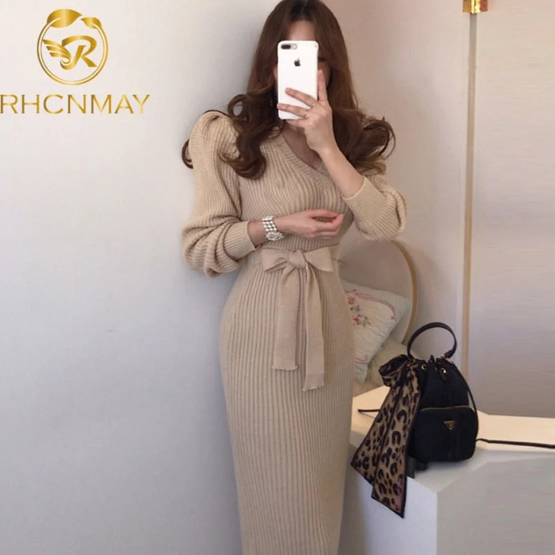 Savings Galore Christmas Gift Women Sweater Knit Dress Winter Korean One-Piece Elegant Bag Hip Knitted Dress Pullover Knitted Sweater Dress Midi Dress Savings Galore Christmas Gift Women Sweater Knit Dress Winter Korean One-Piece Elegant Bag Hip Knitted Dress Pullover Knitted Sweater Dress Midi Dress