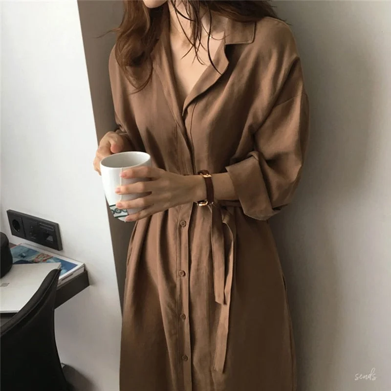 Steals and Deals Christmas Gift Zoki Autumn Women Warp Dress Batwing Sleeve Fashion Belt Tunic Female Shirt Midi Dress Oversize Loose Elegant Casual Dress Steals and Deals Christmas Gift Zoki Autumn Women Warp Dress Batwing Sleeve Fashion Belt Tunic Female Shirt Midi Dress Oversize Loose Elegant Casual Dress