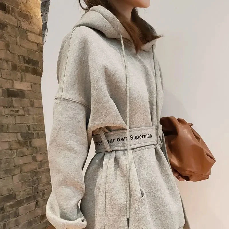 Best Bargains Thanksgiving Gift Fall Winter Korean Hooded Sweater Thicken Tops Belts All-Match Thin Mid-Length Tops Winter Clothes Women Hoodies Best Bargains Thanksgiving Gift Fall Winter Korean Hooded Sweater Thicken Tops Belts All-Match Thin Mid-Length Tops Winter Clothes Women Hoodies