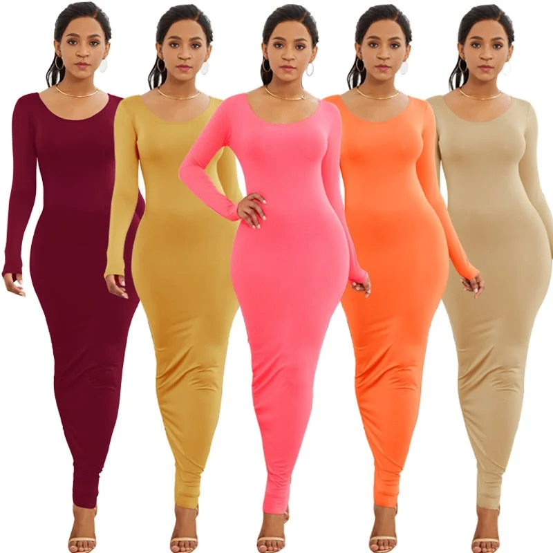 Customer Appreciation Sale Awakecrm Joskaa Women Long Sleeve O Neck Solid Bodycon Long Dress Spring New Simple Sexy Robe Package Hip Maxi Dresses Elegant Stretchy Vestidos Customer Appreciation Sale Awakecrm Joskaa Women Long Sleeve O Neck Solid Bodycon Long Dress Spring New Simple Sexy Robe Package Hip Maxi Dresses Elegant Stretchy Vestidos