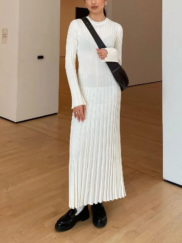 Seasonal Clearance Awakecrm Joskka Cotton Knitted Pit Striped Long Sleeve Maxi Dresses O-Neck High Waist Lace Up Dress Women New Fall Dress Seasonal Clearance Awakecrm Joskka Cotton Knitted Pit Striped Long Sleeve Maxi Dresses O-Neck High Waist Lace Up Dress Women New Fall Dress