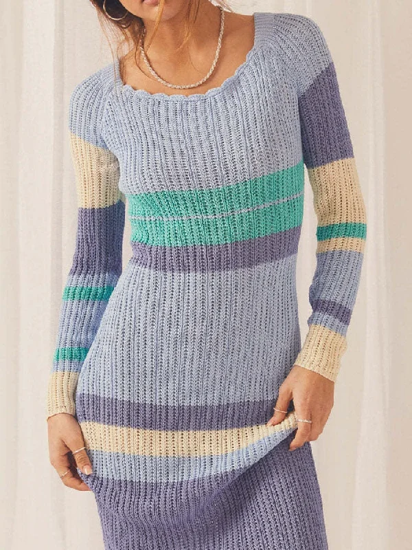 Deal Frenzy Awakecrm Joskka Off Shoulder Knitted Dress Women Casual Long Sleeve Backless Slim Dress Female Fashion Vintage Contrast Color Striped Maxi Dress Fall Outfits Deal Frenzy Awakecrm Joskka Off Shoulder Knitted Dress Women Casual Long Sleeve Backless Slim Dress Female Fashion Vintage Contrast Color Striped Maxi Dress Fall Outfits