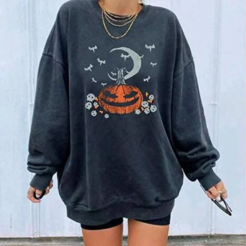 Online Only Joskka Sweatshirt Printed Women'S Long Sleeve Hoodies Ladies Long Tops Print Blouse Solid Color Moon Pumpkin Halloween Sweatshirt Online Only Joskka Sweatshirt Printed Women'S Long Sleeve Hoodies Ladies Long Tops Print Blouse Solid Color Moon Pumpkin Halloween Sweatshirt