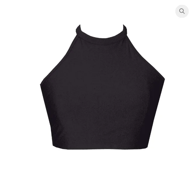 Last Chance Black High Neck Sports Crop Top BK114bl